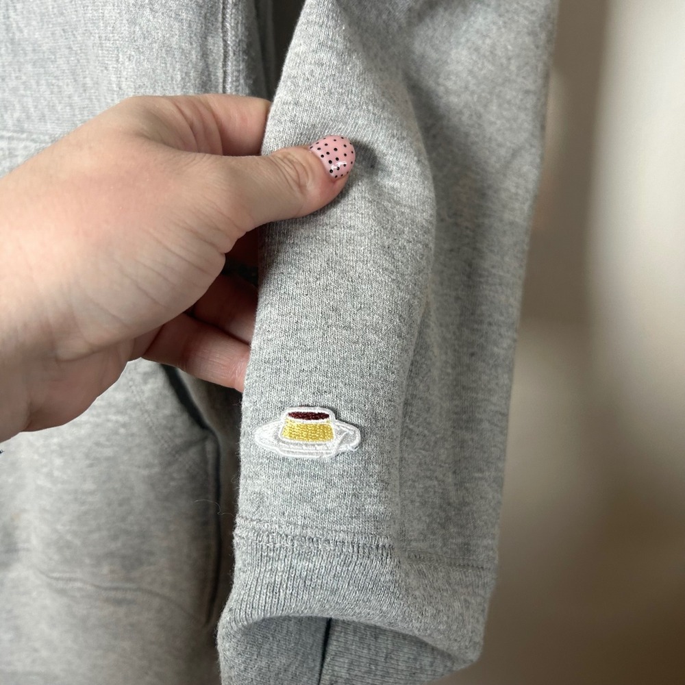 FLAN Hoodie Grey Pullover Long Sleeve Pocket Sweatshirt Size M - Picture 4 of 5